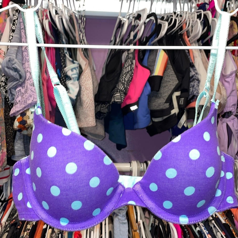 Purple and blue Poke dots Retro y2k bra VS Victoria Secrets Bra 2000s 32b